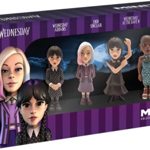 Bandai MINIX Wednesday - Pack de 4 Figuras coleccionables de 7 cm (miércoles, miércoles, Vestido de graduación, Enid, Bianca) familia addams netflix disney